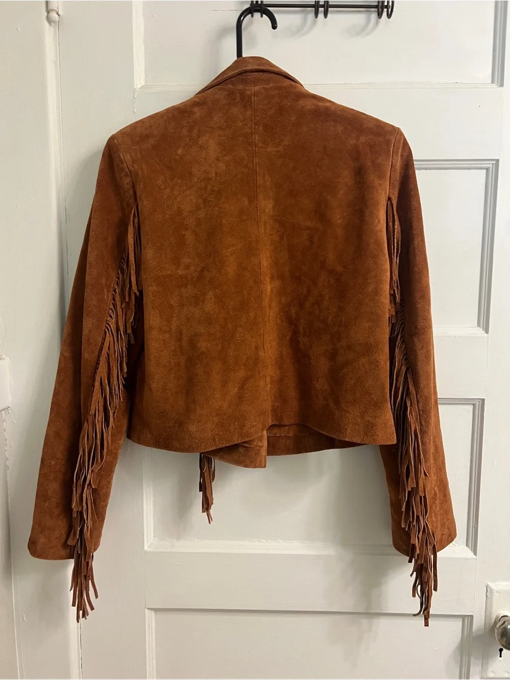 Blank NYC Cropped Suede Fringe Jacket in Rust - Picture 3 of 5